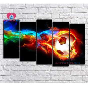 

Diamond embroidery football for kids triptych Pictures of crystals diamond painting 5 pcs mosaic pattern modular picture gifts