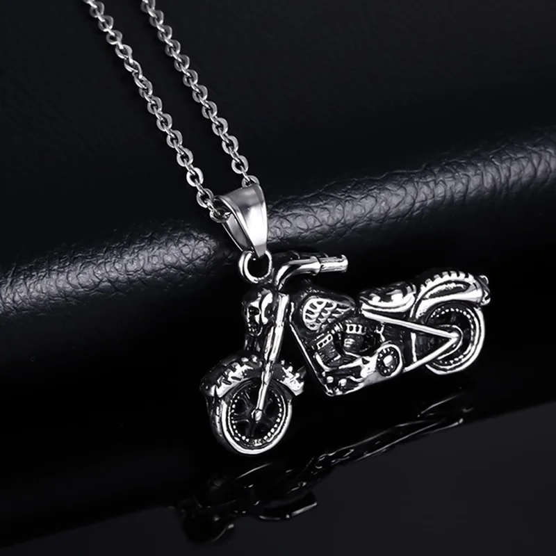 

1 PC Vintage Gothic Motorcycle Necklace Ghost Rider Motor Bike Pendant Necklace For Men Jewelry Accessories Dropship New Arrival