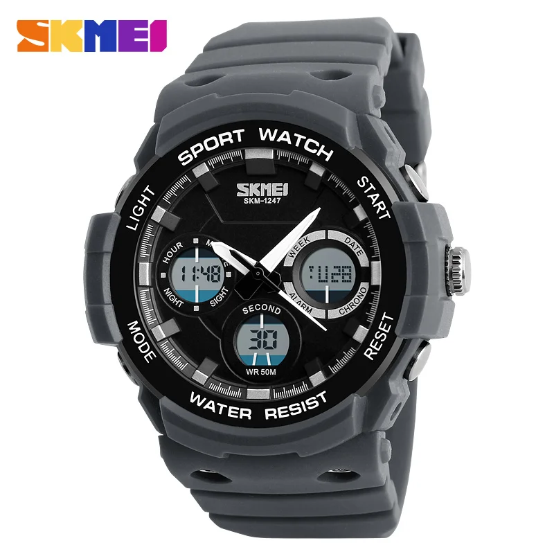 SKMEI Quartz Digital Watch Men Watches Waterproof PU Strap Sport Watch Chronograph Alarm Clock Military Wristwatch