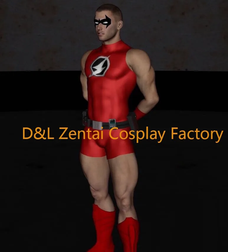 Free Shipping DHL Adult 2015 Red Flash Super Hero Lycra Spandex Zentai Catsuits LS1542 (2)