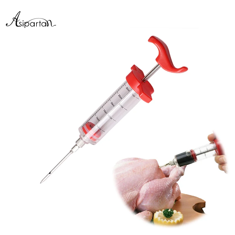 Asipartan BBQ Meat Syringe Marinade Injector Turkey Chicken Meat Flavor