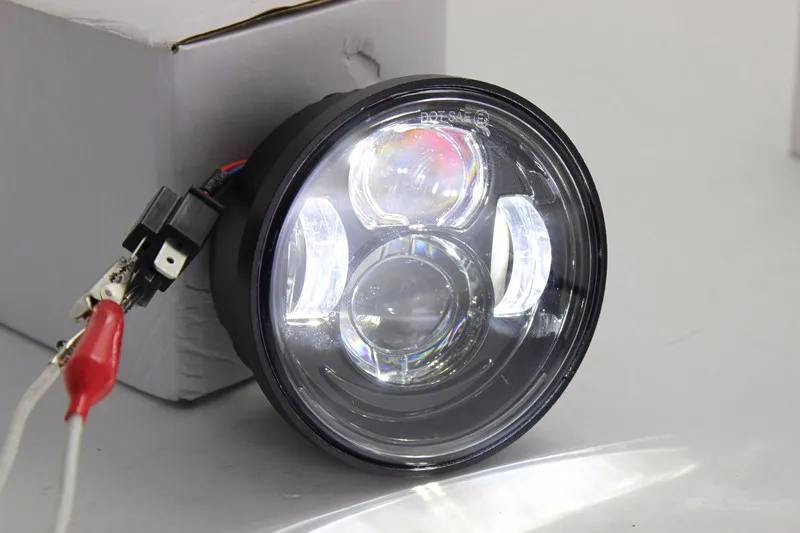 Точечный светодиодный головной фонарь для мотоцикла для Harley Fat Bob FXDF 2008- черный/хром(2 упаковки