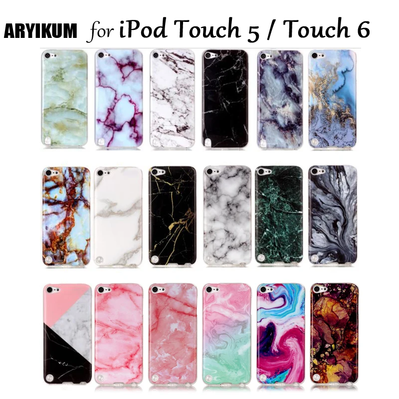 Чехол для iPod Touch 5 Apple 6 Прозрачный Мягкий ТПУ силиконовый мраморный чехол-накладка