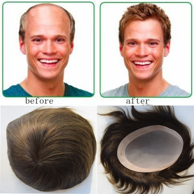 Wholesale Toupee for Men 5"x8" Human Hair Pieces Toppers Hair Men's Hair Systems Replacement