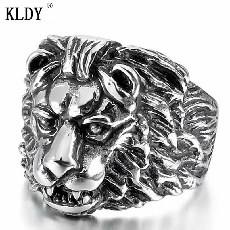 KLDY خمر الأسد حلقة الرجال القوطية السائق الفضة لهجة الفولاذ المقاوم للصدأ الذهبي خاتم الذهب الأسد الحيوان فايكنغ مجوهرات جديد وصول 2018 KLDY خمر الأسد حلقة الرجال القوطية السائق الفضة لهجة الفولاذ المقاوم للصدأ الذهبي خاتم الذهب الأسد الحيوان فايكنغ مجوهرات جديد وصول 2018