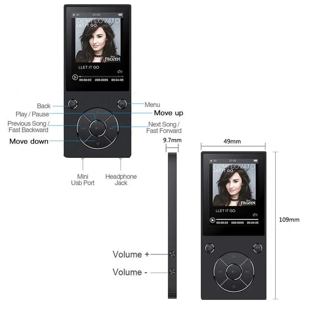 Mp3 плеер с Bluetooth 16 ГБ цветной экран 2 4 дюйма металлические музыкальные