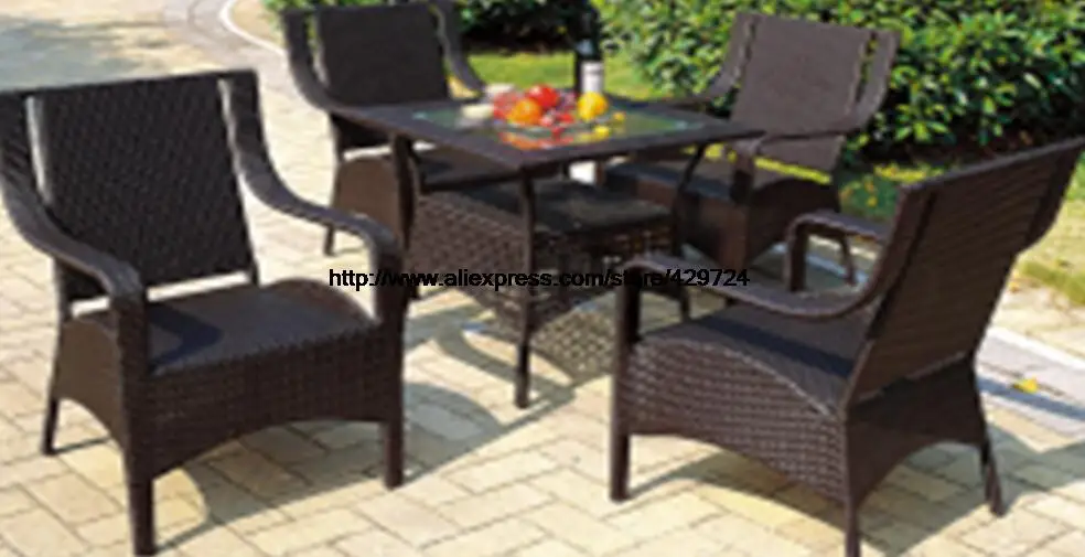 

Small Gardern Set 75*75*70 Rattan Table 4 Chairs Leisure Outdoor balcony Wicket Garden furniture combination leisure chairs Set