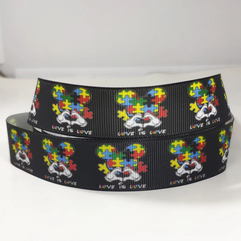 50 ярдов 7/8 &quot1&quot 1 5 &quot22 мм 25 38 authism Information печатная лента grosgrain для повязки на