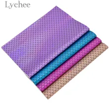 Lychee жизни 21x29 см А4 рыбные чешуи искусственная кожа ткань высокого качества Синтетическая Кожа DIY материал для сумок одежды