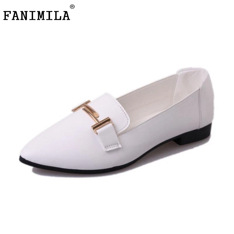 

Lady Flats Shoes Women Pointed Toe Flat Shoe Solid Color Metal Office Sexy Party Leisure Comfortable Female Footwear Size 35-39