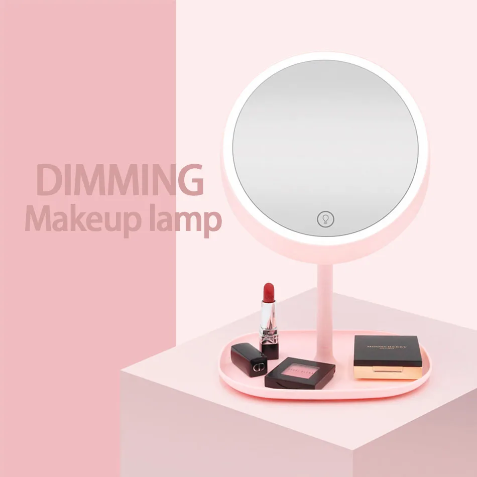 Светодиодный настольный светильник милые Креативные в мультяшном стиле для домашних животных, зеркало для макияжа, светодиодный светильник с туалетным зеркалом, основа для макияжа, блеск для губ, зеркальная лампа