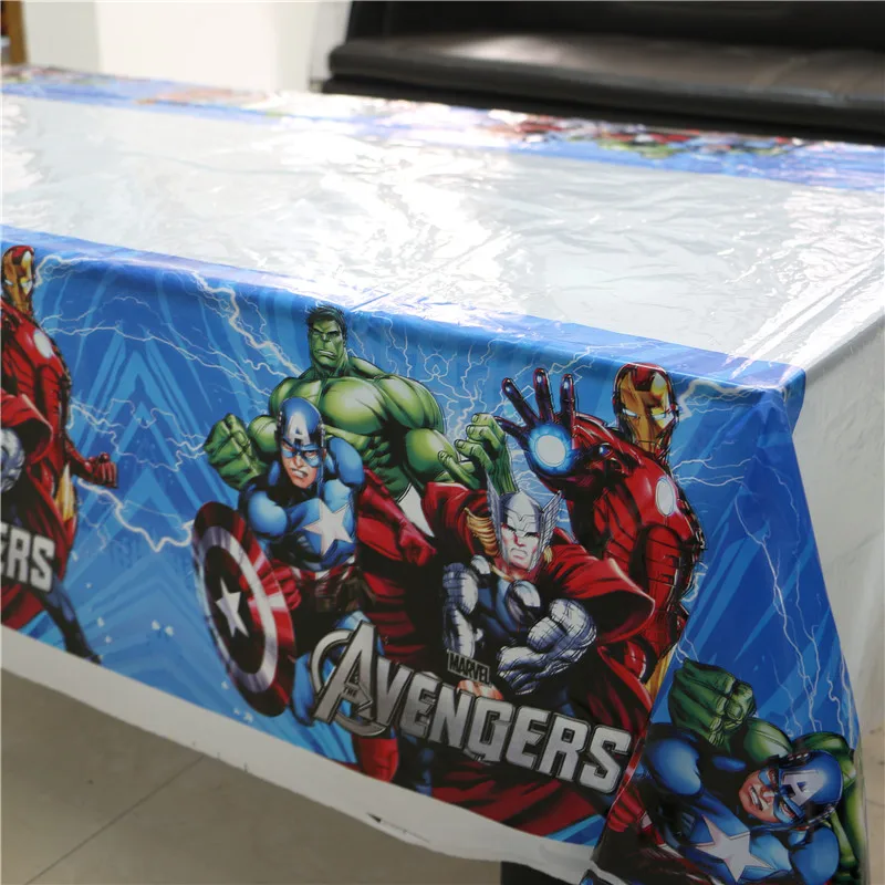 2PCS Avengers Table Cover Tablecloth for Superhero Themed Birthday Party Decoration