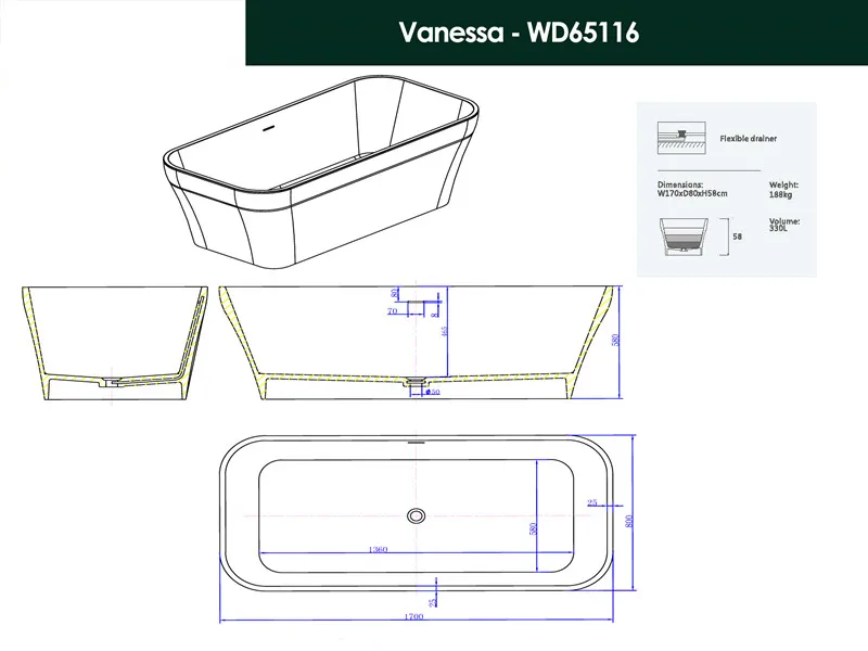 TDR-WD65116-ISTONE-VANESSA-BATHTUB-170CM-PRODIGG<ALIMT >&reg;</ALIMT>-VANITY