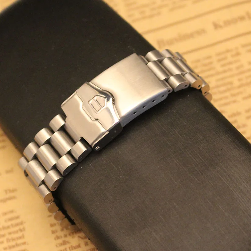 New arrival Stainless steel Watchband Bracelet Straight end Solid Link 20mm for Brand steel watch men