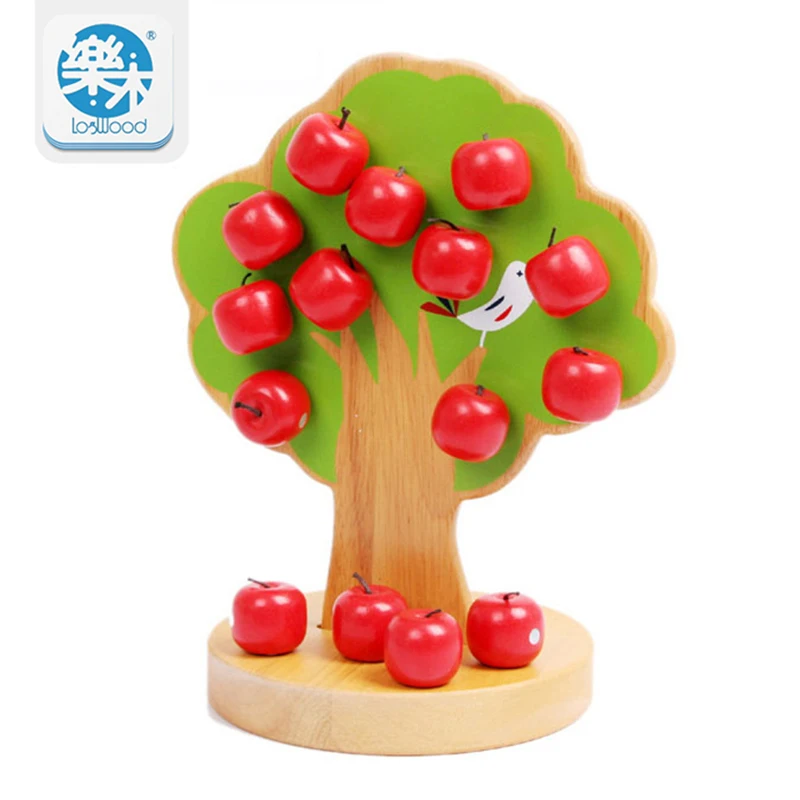 Wooden Apple Tree Family Game Play House Kids Educational Montessori