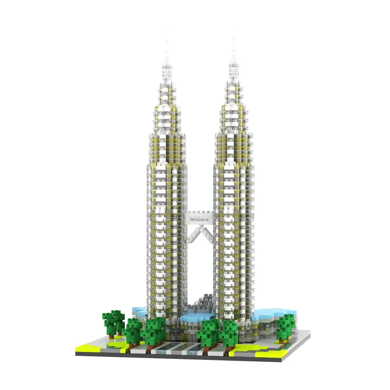 

AIBOULLY 057 World Famous Architecture Kuala Lampur Petronas Tower 3D Model Mini Diamond Building Nano Blocks Toy for Children