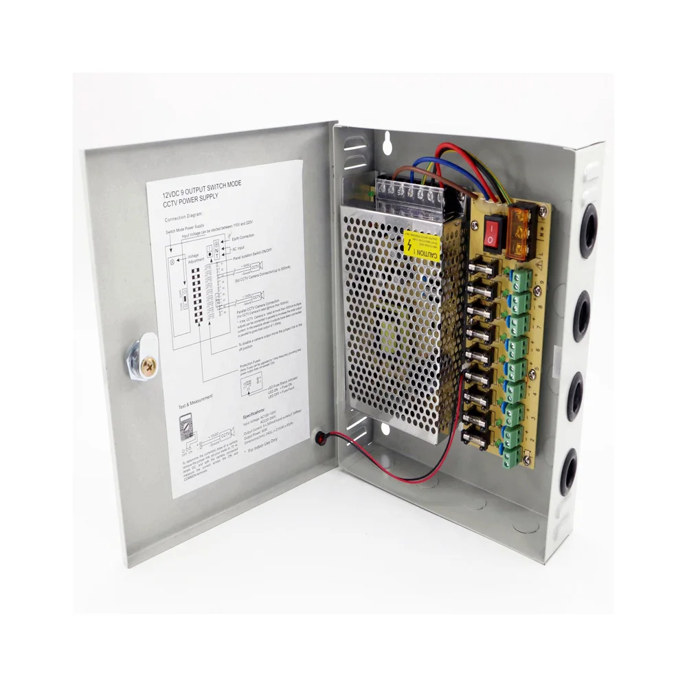 DC12V5A9CH Светодиодный CCTV переключатель питания 60 Вт безопасности/адаптер 110 В/220