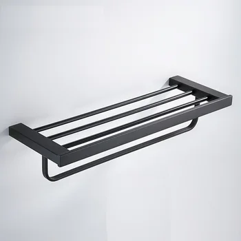 

304 Stainless Steel Brushed Gold Towel Rack Bath Towel Holder Towel bar Bathroom Shelves white/Black Bathroom Double Towel Rack