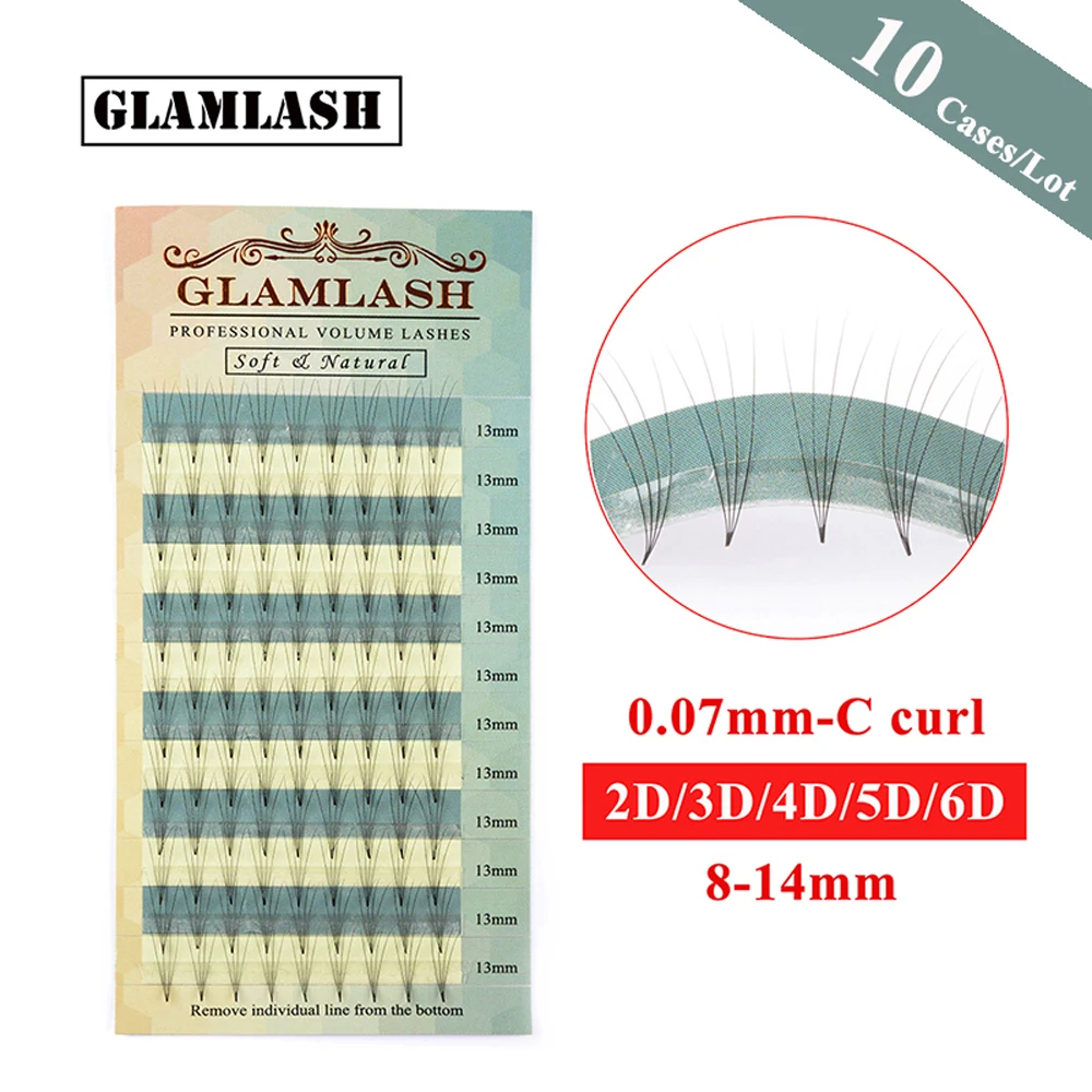 

GLAMLASH Wholesale 10 Cases/Lot Russian Volume 2d 3d 4d 5d 6d eyelash extension premade fan individual mink lashes cilios