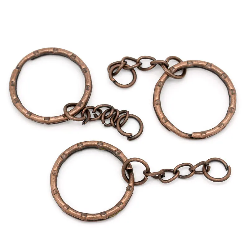 DoreenBeads Разделение брелок для ключей и брелоки круглые под старину Медь 5 3 см 30 шт