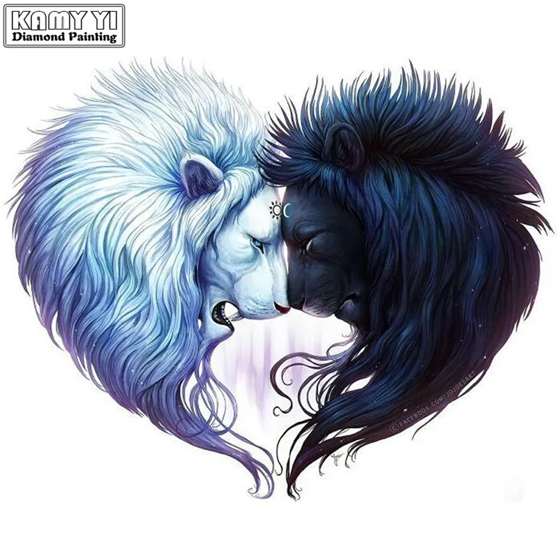 

Animals 5D Diy Diamond Painting Lover Kiss Lion Diamond Embroidery Cross Stitch Rhinestone Diamond Mosaic Paintings