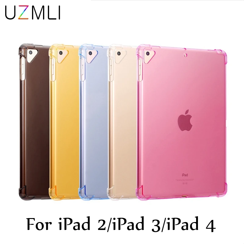 

Anti-knock TPU Case For new iPad2, iPad3, iPad4 9.7 inch Ultra-thin Slim Silicone Colorful Clear Tablet PC Cover Cases