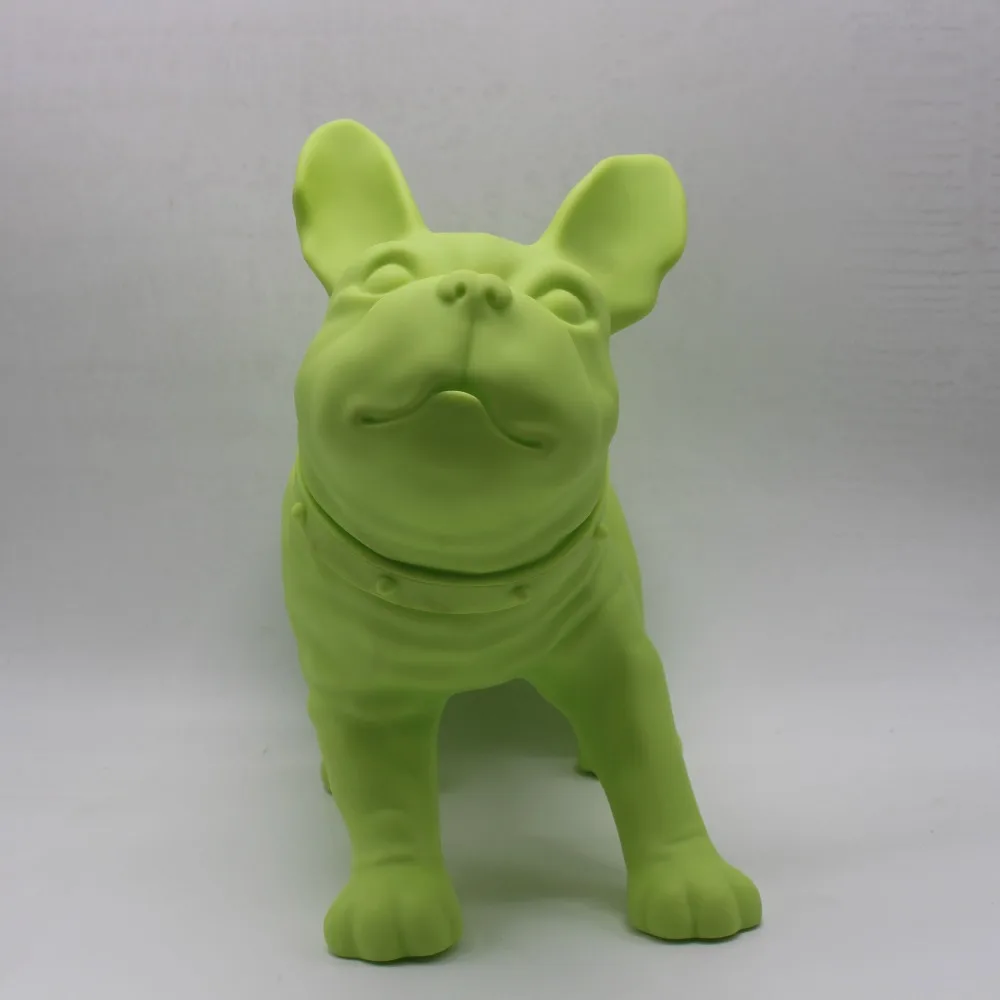 Зеленый пластиковый Французский бульдог манекен собаки продажи для магазина домашних животных дисплей