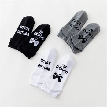 

6 Pairs / lot Unisex Novelty Sock "I'M GAMING DO NOT DISTURB" Funny Socks Soft Cotton Casual Print Letter Female Short Sox