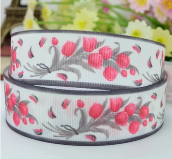 

2015 Top Fashion Tulip Ribbon 7/8" Tulip Printed Grosgrain Ribbon 100yards
