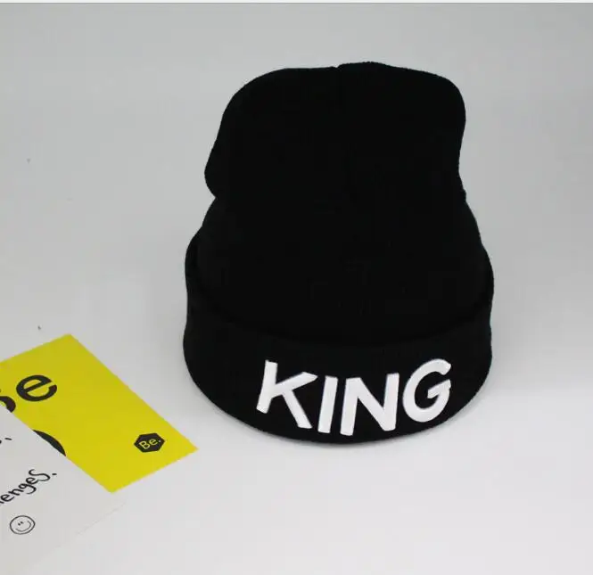 Новое поступление бренд вышивка KING QUEEN Beanie Теплые зимние шапки шапка для женщин и мужчин шапка трикотажная шапка хип хоп пара шапка подарки - Цвет: A