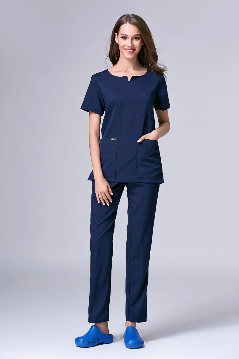 

New Arrival European O-neck Hospital Scrub Sets Beauty Salon Dental Clinic Working Uniforms Medical Gowns Nurses Doctor Clothes