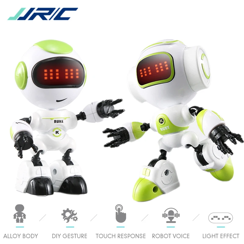 JJRC R8 Robot Gesture Mini Smart Voiced Intelligent LED Eyes RC DIY Robots Blue Green Orange Robo Toys For Children Kids Gifts