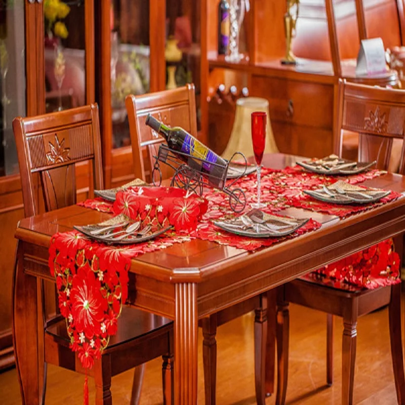WLIARLEO новая вышитая скатерть прямоугольная атласная Пыленепроницаемая столовая скатерть красная Свадебная скатерть manteles para mesa