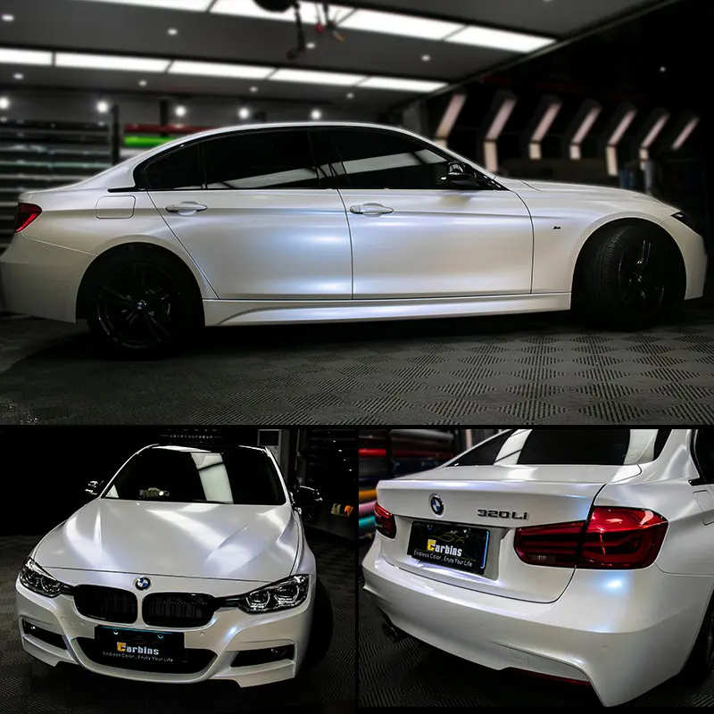 CARBINS White to Blue Pearl Film Auto Sticker Vinyl Wrap Free Sample Supply