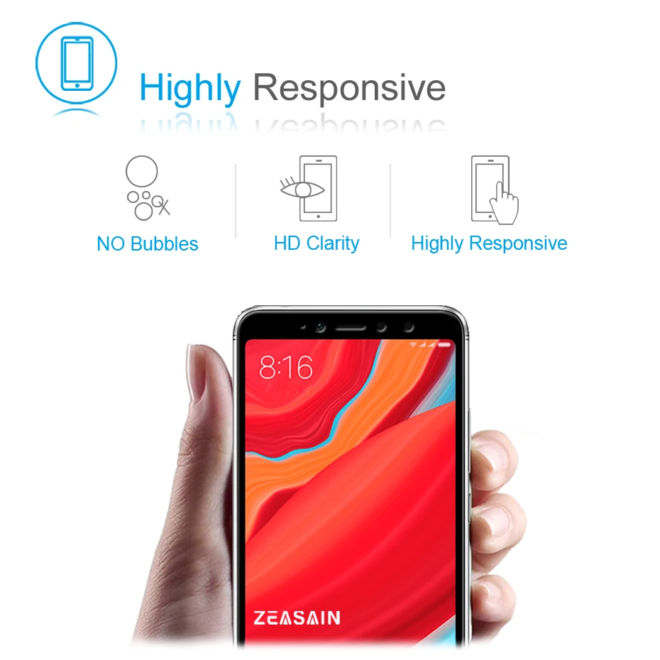 Original ZEASAIN 9H Tempered Glass for Xiaomi Redmi S2 Xiomi Redmi S 2 Screen Protector 0.3mm HD Clarity Toughened Glass Film (4)