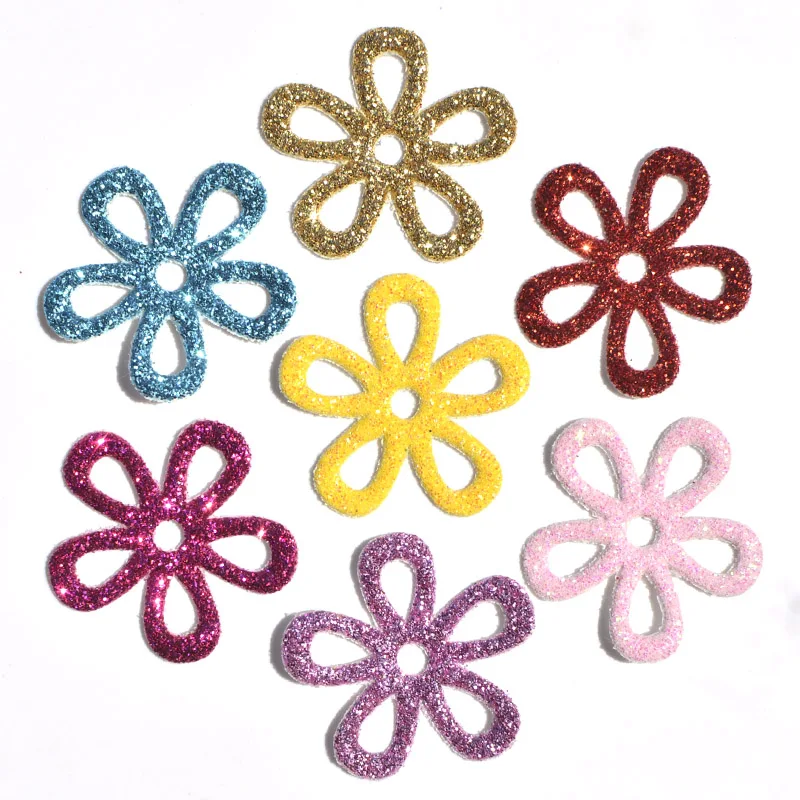 

80Pcs Mixed Glitter Leather Spring Flower Appliques Patches for Crafts Clothes Hairpin DIY Scrapbooking Decor Accessories K37