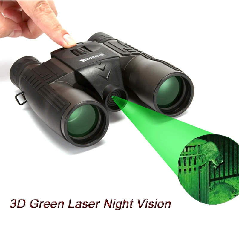 10x32 Night Vision Binoculars Built-in Green Laser Light No Infrared 3D Field Vision Day And Night Bak4 Telescope For Camping recommend folding binoculars 10x magnifications binoculars telescope non infrared night vision telescope macrobinocular 10x32
