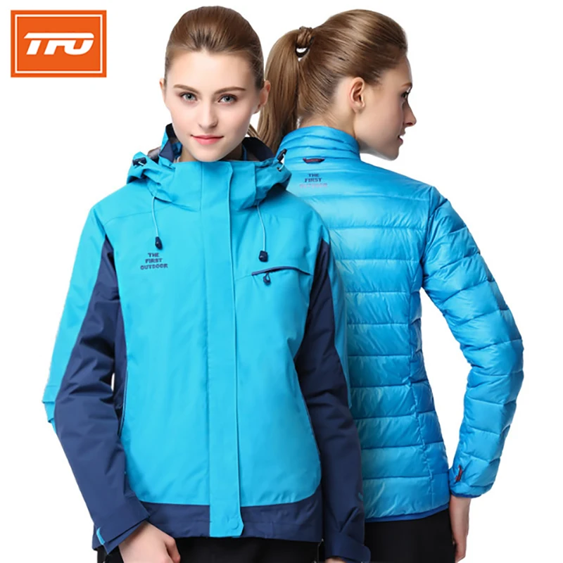 TFO Women Hooded Duck Down Hiking Jackets Winter Windbreaker Skiing Coat Climbing Camping Outdoor Ski Jacket Windproof 664524