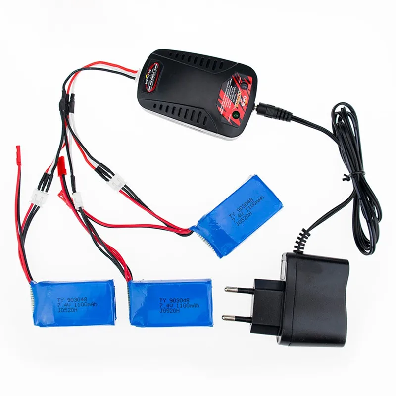 

Lipo battery 7.4V 1100mAH with Charger and cable For Wltoys A949 A959 A969 A979 K929 1/18 rc helicopter toy battery