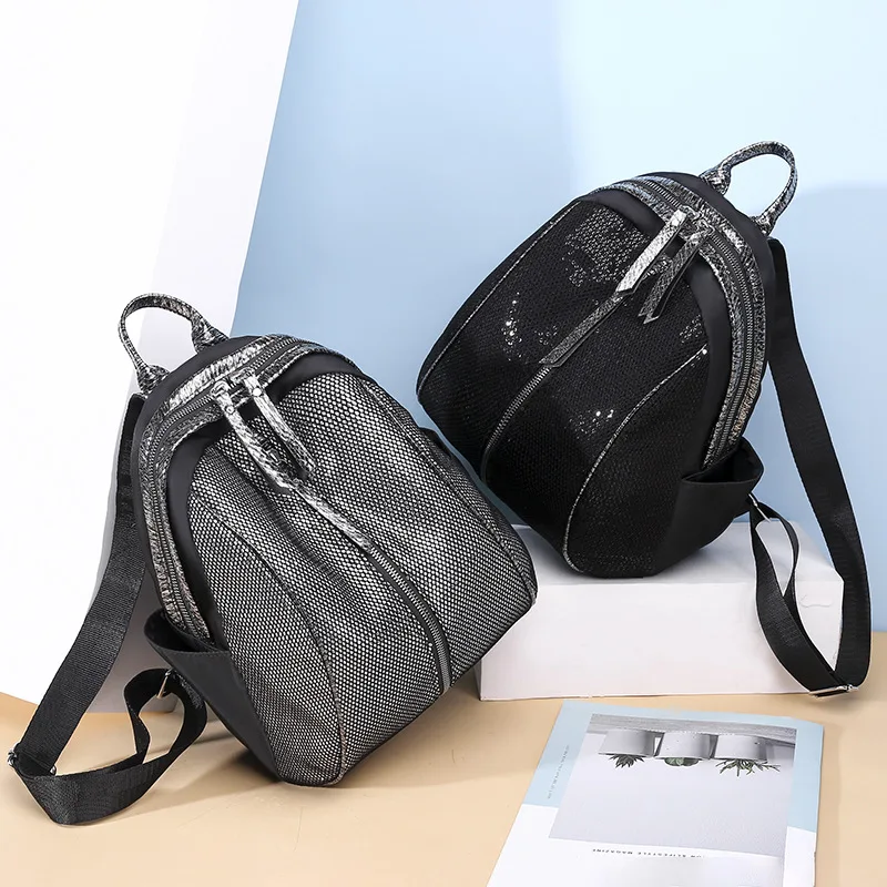 

Fashion Ins Super Fire Ladies Backpack New All Match Trend Backpack Creative Chic Mesh Sequin Lady Backpack