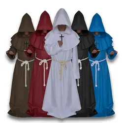 Пасхальное платье; костюм для Хэллоуина Для мужчин монах священник христианской Косплэй Для мужчин s Priest Средневековый Костюм Монах