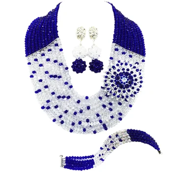 

Fashion Royal Blue Africcan Beads Jewelry Set for Women 10C-SZ55