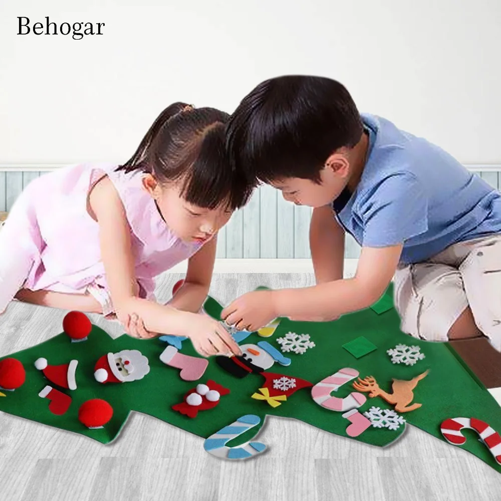 

Behogar DIY Felt Christmas Tree Decoration Xmas Party Wall Hanging Ornament for Kids Gift Toys Home Window Decor navidad natale