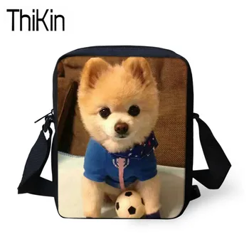 

THIKIN Women Handbags 3D Pomeranian Printing Shoulder Messenger Bags for Female Kindergarten Girls Mini Size Book Shoulder Bags
