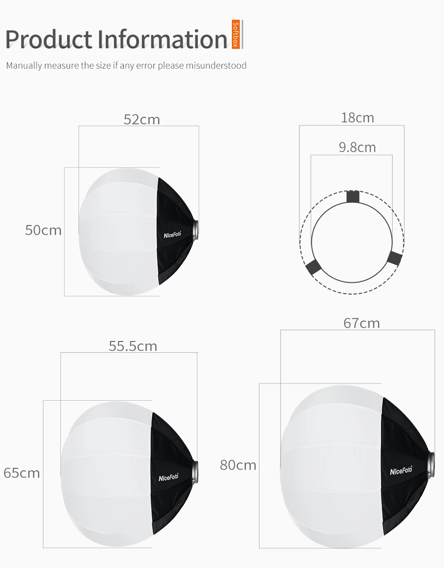 NiceFoto 50/65/80 см складной Сфера софтбокс Бумага Фонари мяч Форма глобус-рассеиватель w/Bowens для стробоскопическая вспышка для фото студий