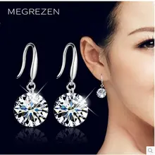 Бижутерия пусеты серьги-гвоздики с кубическим цирконием ювелирные изделия из кристаллов белые круглые серьги Женская бижутерия B002-5