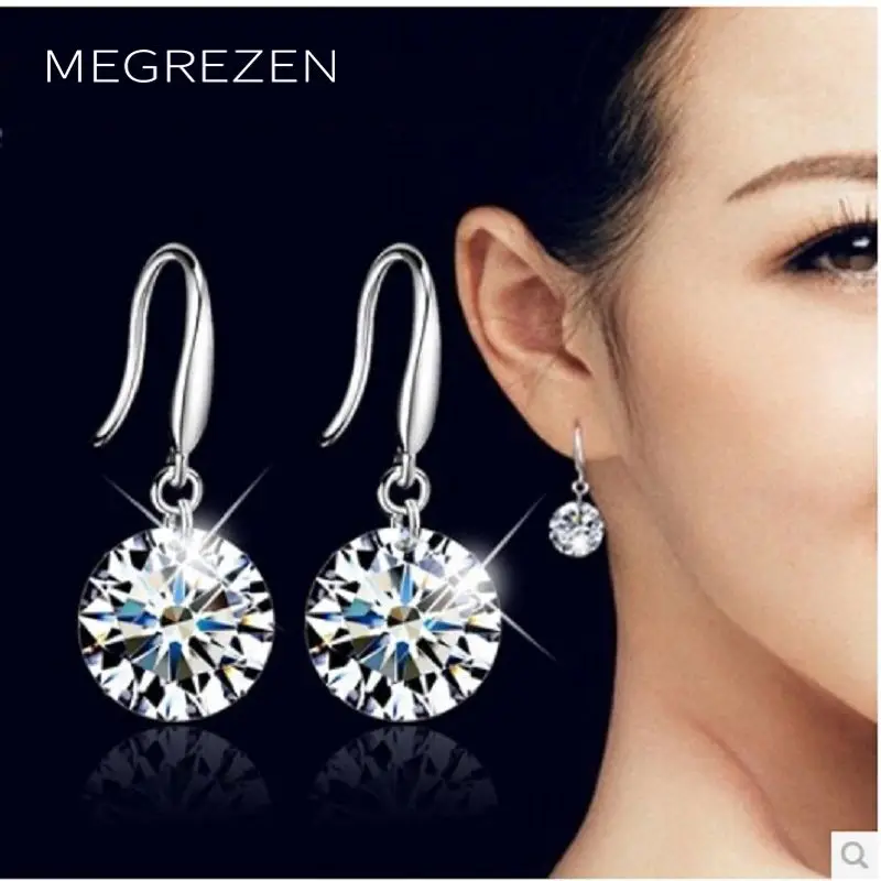 Серьги гвоздики с фианитом Круглые белые B002|earrings costume|earring makingearrings 14k |