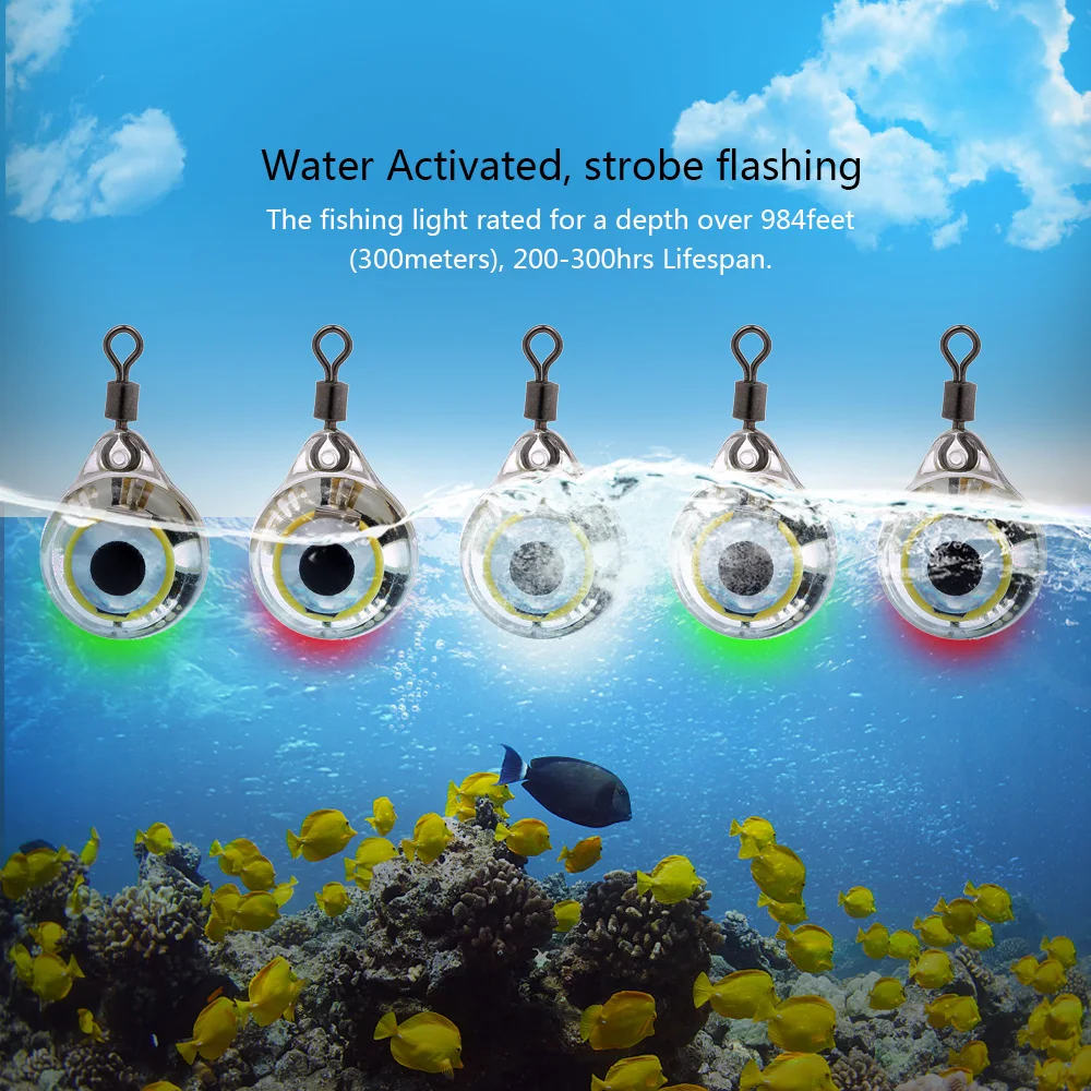 5Pcs New Attracting Fishing Light Deep Drop Underwater Round Shape LED Xmas US 