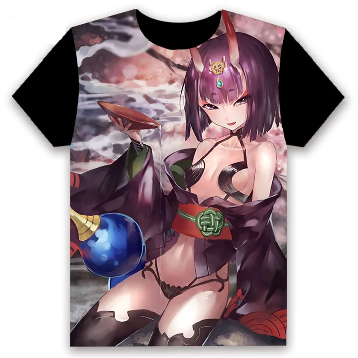 Футболка с аниме FGO Fate/Grand Order Shuten douji, косплей, короткий рукав, унисекс, повседневная черная футболка, летняя модная забавная футболка, топы - Цвет: 4