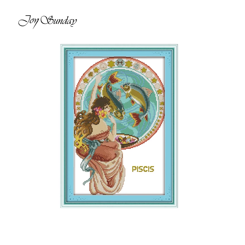

Wholesale Chinese Cross Stitch Kit Joy Sunday Pisces Printed Patterns DMC 11CT 14CT DIY Embroidery Needlework Sets Home Decor